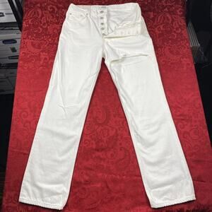 AGOLDE Jeans Lana Straight Mid Rise Vintage Drum White Denim 28 New With‎ Tags